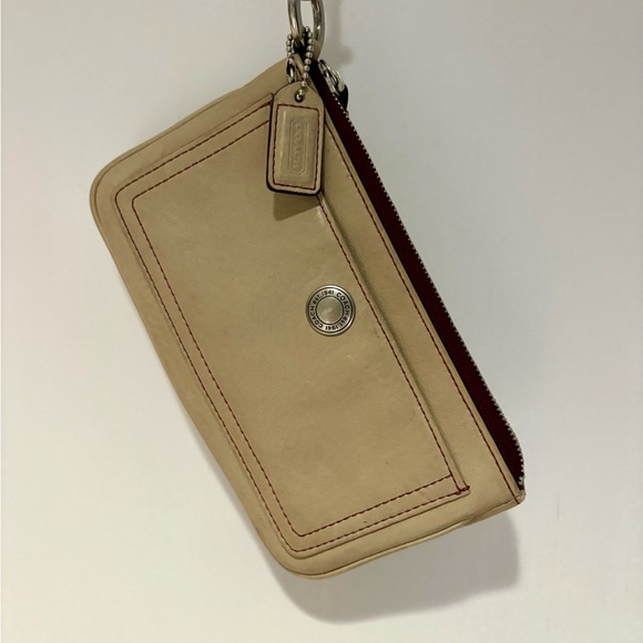 Coach Cream Leather Wristlet - Picture 2 of 9